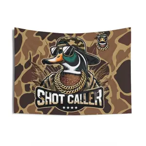 Camouflage Shot Caller Duck Hunting Tapestry Poster For Decorate Clubs Concerts Bars University Dormitories Living Rooms Bedrooms Print Peach Motivational Cotton Flag y2k  room  decor chill  accessories Meme Banner Rapper Music Wall Hanging wall