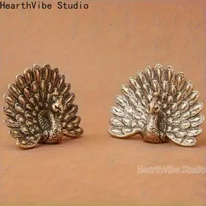 [Vintage Brass Peacock] 1/2/3 Pieces Vintage Brass Peacock Ornament - Sturdy, Exquisite Craftsmanship, Brings Prosperity and Good Luck - Perfect for Car Dashboard or Desk Decoration