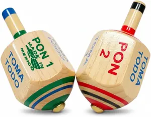 Pirinola Toma Todo Set - Mexican Fiesta Family Party Games for Kids & Adults - Wood Spinning Top Game - Premium Quality Finish - Complete Set of 2 Durable Wooden