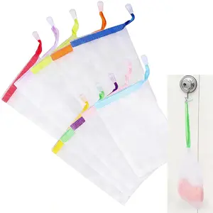 Exfoliating Mesh Soap Pouches – 10PCS Double-Layer Thickened Foam Net with Drawstring, Reusable for Rich Lather & Gentle Cleansing, Multicolor Holiday Gift