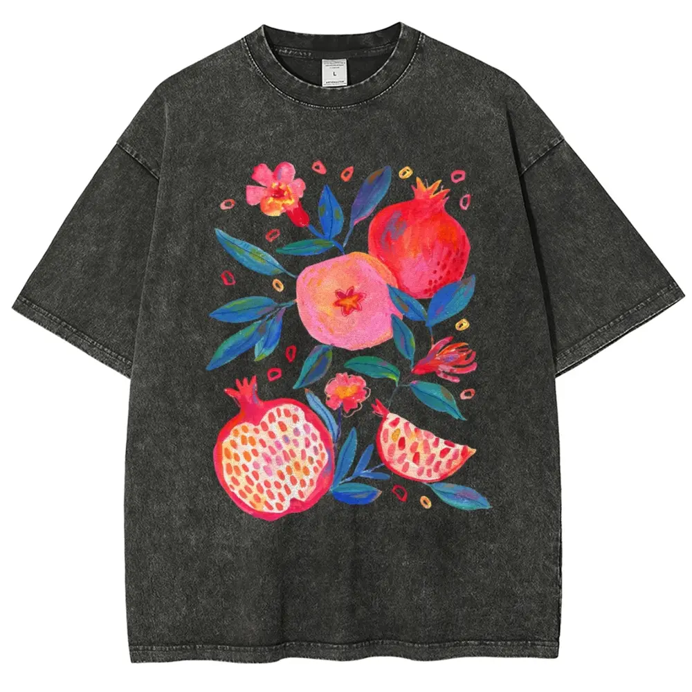 valentine shirts Delicious Pomegranate Print Women's T-Shirt 100% Cotton High Quality Fruit Paradise T-Shirt Casual Loose Top Tee