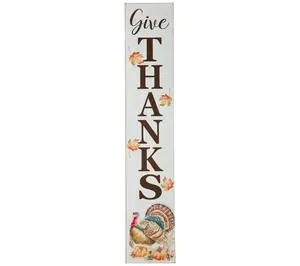 Glitzhome GIVE THANKS Thanksgiving 42" Wooden Prch Sign