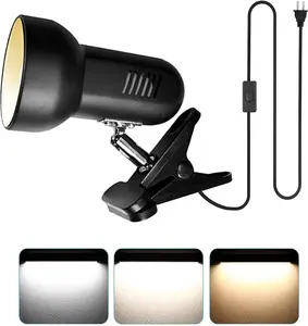 LED Clamp Work Lamp, 5W 360 Rotatable , Ultra Bright Work Bench Light, Desk Lamp with Clip,3 Color Temperature Modes, 4.9ft Plug & Play Cord (Black)