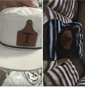Custom Hats Decals Kuzis Stickers for Cooler and etc White and Black Designs with Unique Leather Accents
