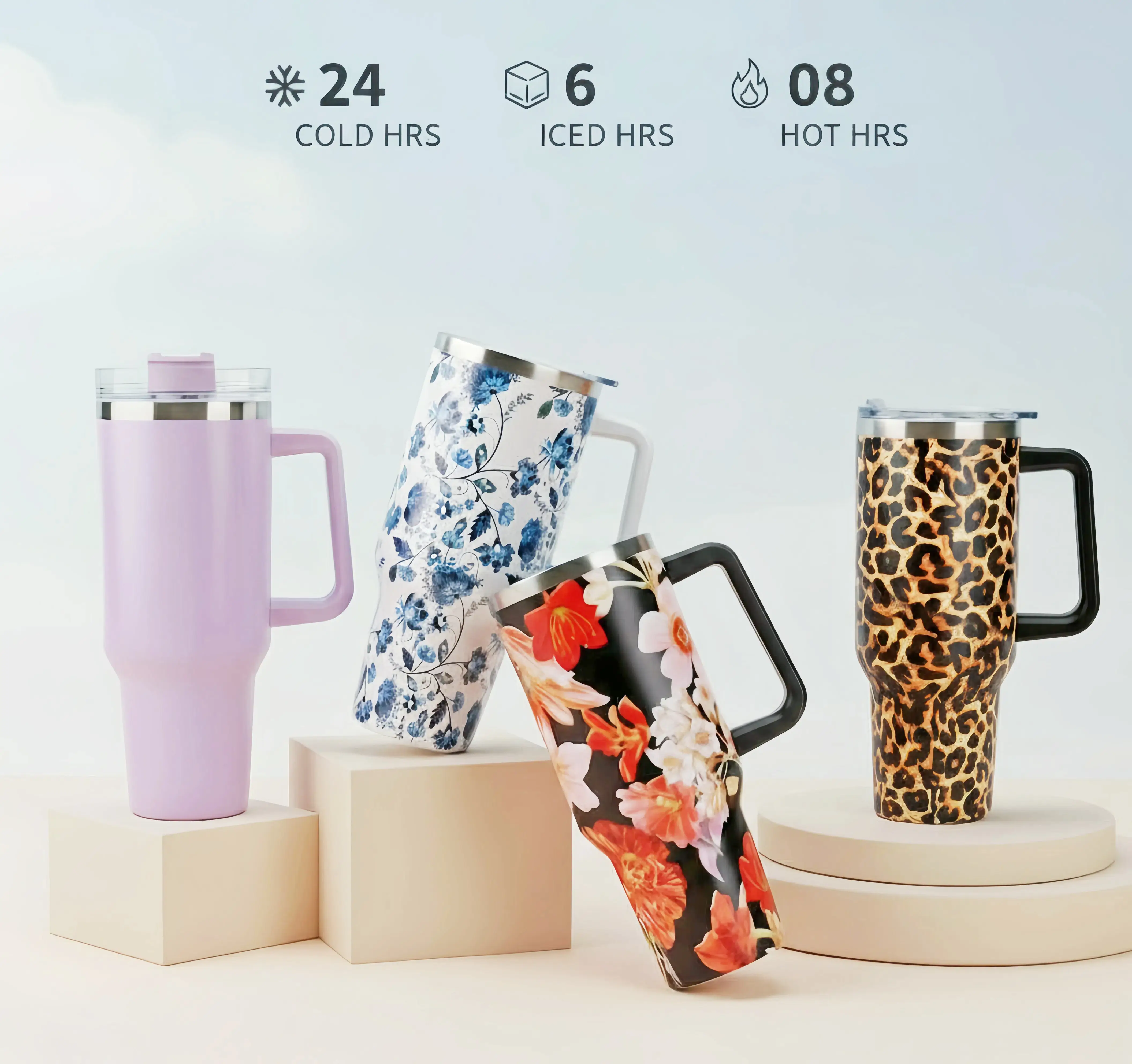 SYACOT 40 oz Tumbler with Handle and Straw Stainless Steel Insulated Tumbler Leak Proof Lid and Straw Lid Reusable Travel Mug Coffee Mug Cup Dishwashe