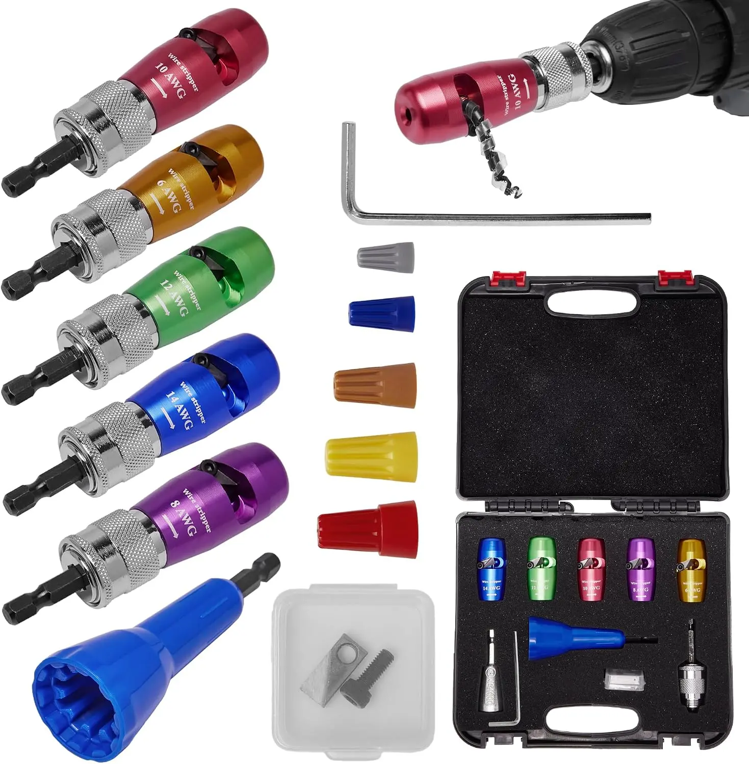 Wire Stripping Tool & Wire Twisting Connector, Wiring Pro Wire Stripper, Electrician Drill Wire Stripper and Twister, Electrical Wire Twister Tool for Drill Set tool tiktokshopspringglowup