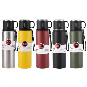Spacious Stainless Steel Insulated Water Bottle with Cup – Vacuum Insulated Bottle, Suitable for Both Hot and Cold Drinks, 24-Hour Insulation, Ideal for Daily Commutes and Travel
