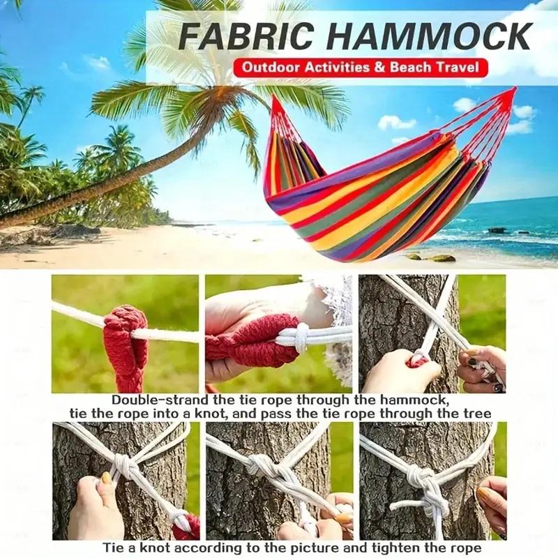 Cotton Canvas Hammock, Comfortable Fabric Camping Hammock with Tree Straps, Up to 450lbs with Travel Bag for Camping Outdoor/Indoor Patio Backyard