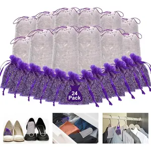 24 Pack Moth Repellent for Closet Lavender Sachet Bags, Cedar Blocks for Clothes Storage, Cedar Lavender Bags sachets for Drawers and Closets, Protect Clothing Drawer Freshener