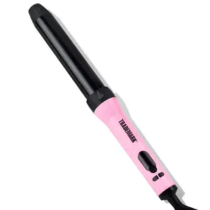 1.25 Inch Wand + Handle Interchangeable Hair Curling Iron Mood by Trademark Ceramic Barrels Glamour Waves Hair Tools Pink & Black