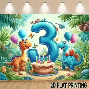 2D Flat Banners 1pc Dinosaur rd birthday party  Theme designfor parties, events and home decor, perfect for living rooms