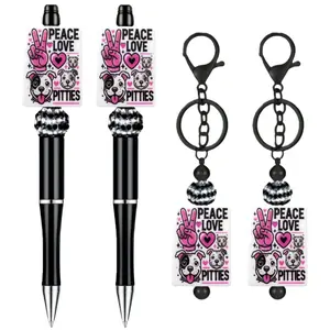 10pcs New Silicone Beads "PEACE LOVE PITTIES" Decorative Beads DIY Keychain, Bracelet, Necklace Jewelry, Pen Accessories, Silicone Bead Bracelet, Ballpoint Pen Making Silicone, Bead Keychain, Rustic Bead Design, Durable Silicone Bead Material