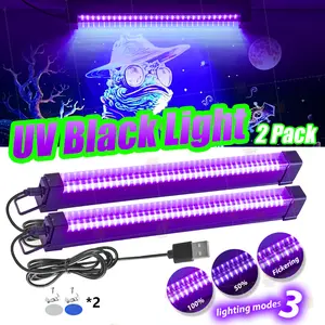 2 Pack 32cm(12.6inch) Black Light Bar, LED Blacklight for Fluorescent Tapestry Poster Body Paint Glow Party  Cabinet and Display Magnetic