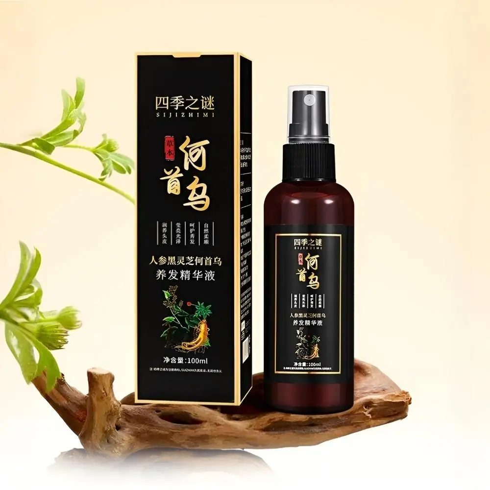 Hair Nourishing Serum with He Shou Wu, Ginseng & Black Reishi, a Revitalizing Moisturizing Treatment for Hair Care, 100ml Liquid Essence Product, Hair Care Products, Hair Moisturizing Treatment