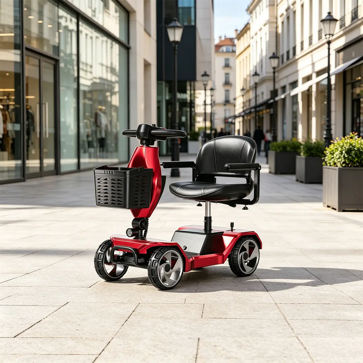 HOMYKING Foldable 4-Wheel Electric Scooter - Christmas Gift, 250W Powerful Motor, 15+ mi Range, Dual Suspension Shock Absorption, Front Brake, Removable Basket, 300LBS Capacity Travel Mobility Aid