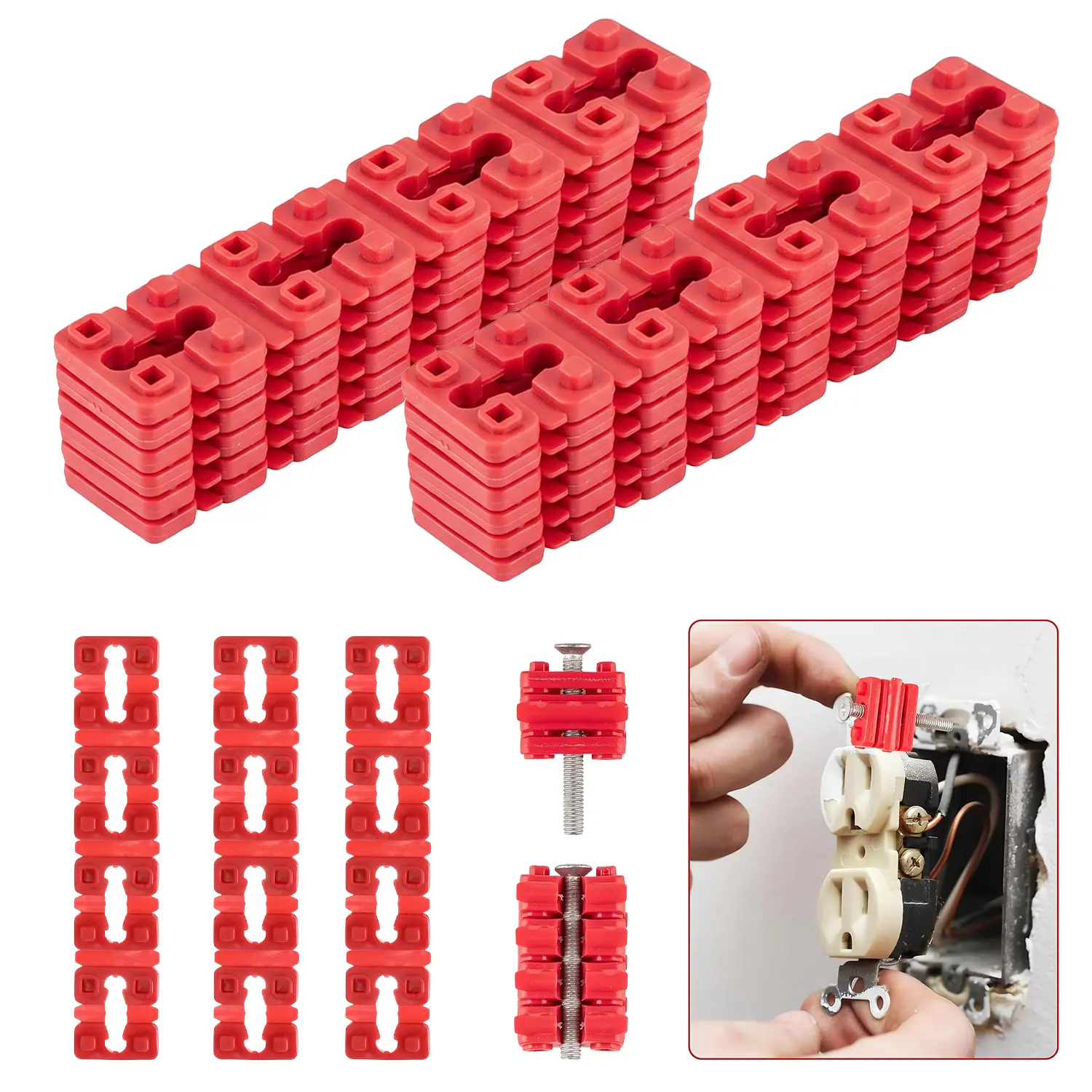 48 PCS Plastic Outlet Spacers - Stackable Shim Spacers for Electrical Boxes, Switch Leveling and Alignment, Ideal for Electricians, Home Renovation DIY