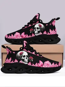 Women's Fashionable Floral & Butterfly & Watermelon & Skull Pattern Sneakers, Casual Comfortable Breathable Blade Sole Sports Running Shoes, All-match Basic Shoes for Daily Wear