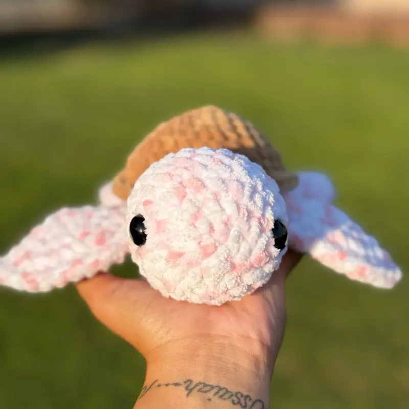 Crochet Pink Sea Turtle Plush