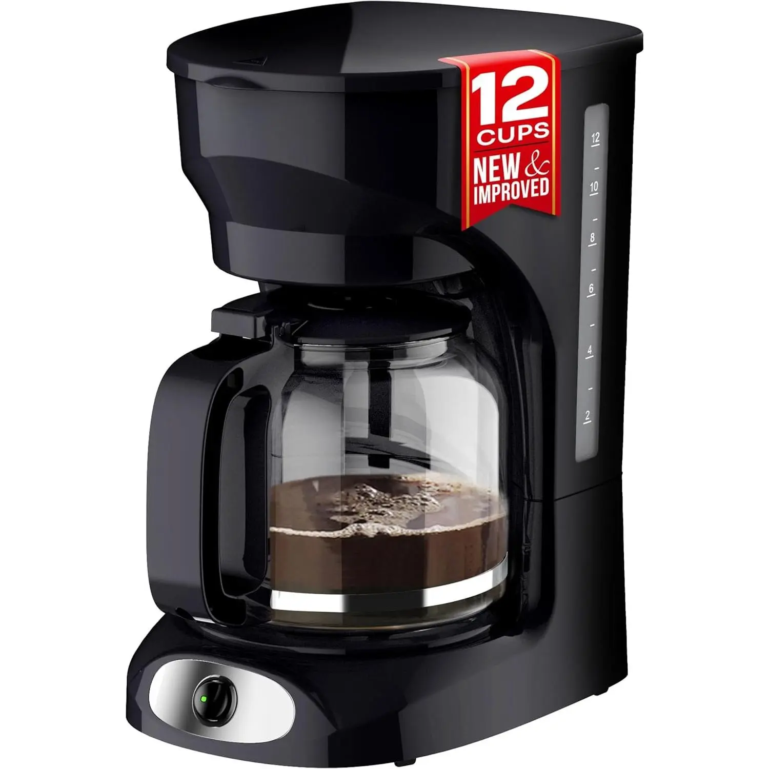 12-Cup Drip Coffee Maker - Borosilicate Carafe, Auto-Off,  Filter, Anti-Drip, Keep-Warm Function, Clear Water Level Window Coffee Machine, Kitchen Essentials & Accessories