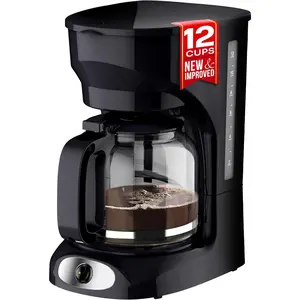 12-Cup Drip Coffee Maker - Borosilicate Carafe, Auto-Off,  Filter, Anti-Drip, Keep-Warm Function, Clear Water Level Window Coffee Machine, Kitchen Essentials & Accessories
