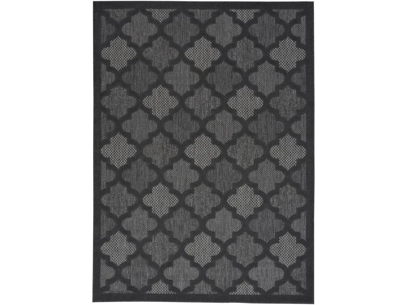 HomeRoots 480393 Non-Customised 5 x 7 ft Modern Geometric Charcoal Black Ikat Flatweave Area Rug - Durable, Low-Shed Indoor-Outdoor Rectangle Carpet