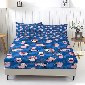 Courage the Cowardly Dog Fitted Sheet Set (3-Piece, 1 Fitted Sheet + 2 Pillowcases, No Pillow Inserts Included), Retro Cartoon Print, Soft Microfiber, Perfect for Nostalgic Bedroom Decor, Ideal Gift for Fans