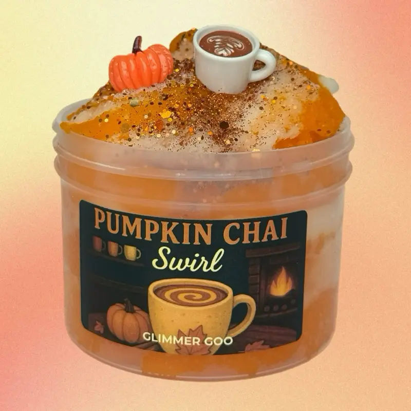 Pumpkin Chai Swirl Icee Cloud Slime with Pumpkin & Coffee Mug Charms Scented with Pumpkin Chai Latte