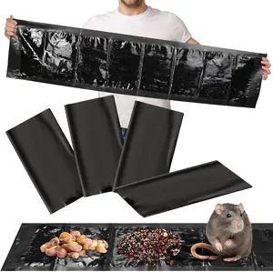 Qualirey 4 Pcs 47 Inch Ultra Large Sticky Mouse Glue Traps Sticky Rat Trap that Work for Rats Roaches Rodents Heavy Duty Pre Baited Mats Indoor Outdoor Catch Pest (Black)