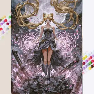 1 set of DIY diamond painting kit, 5D diamond art kit, DIY decoration beautiful girl, Anime Design, moon mosaic, diamond art, DIY art home decoration