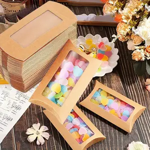 50 Pieces Vintage Favors Christmas Gift Boxes, 14.5 x 7.5 cm Gift Wrapping Kraft Paper Gift Box with Jute String - For Christmas Candy Jewelry Nut Wedding