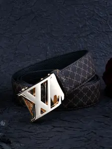 Business Casual Letter Metal Buckle Belt, Durable Wrinkle‑Resistant Strap with Automatic Alloy Buckle, Printed Textured Belt, Essential Commuter Accessory, Waistband Buckle