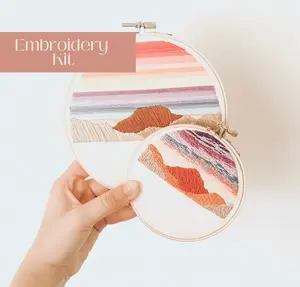 Retro Sunset Beginner Embroidery Kit for DIY Needlework - Complete Supplies Included