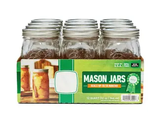 Glass  Jars with Lids and Bands, 12 Count Containers Kitchen