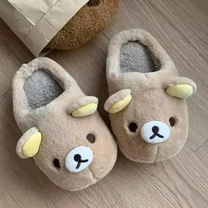 Japanese Kawaii Rilakkuma Cotton Slippers Cute Winter Outer Wear Couple Non-Slip Home Indoor Warm Slippers Gift