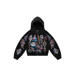 We Are Righteous Risen King Black Cropped Zip-Up Hoodie