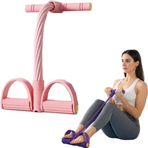 Pedal Resistance Band with Handle 8-Tube Heavy Duty Bands Foam Handles Adjustable Pedals Portable Full Body Workout for Abs Arms Legs Waist Home Fitness Elastic Exercise Equipment
