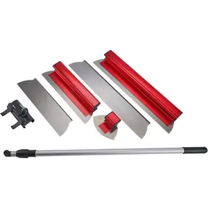 Drywall Skimming  Set 16"  x2 + 24"  x2 + Semi-Circular  + 37"-67" Extension Handle + Holder Pro-Grade Stainless Steel Sturdy and Durable