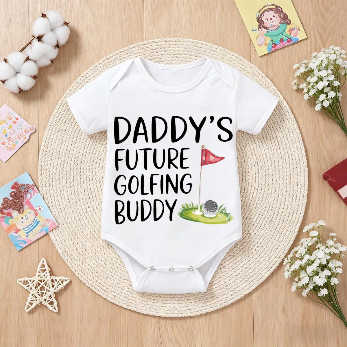 Baby Bodysuit  Daddys Future Golfing Buddy Popular newborn baby boy clothes Cozy & Sweet baby girls clothes Soft Cotton Newborn & Infant Romper Outfit for Boys & Girls 0-24M