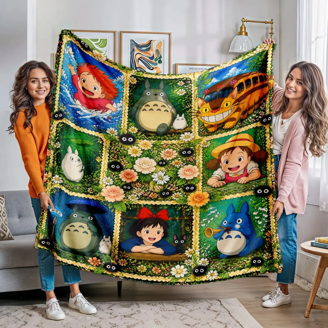 Anime Blanket Totoro Ponyo Cat Bus, Cute Cozy Vibes, Ghibli Style, Home Decor, Gift Ideas, Anime Room, Forest Vibes, Cozy Life, Soft Fluffy Blanket, Decorative Blanket, Throw Blankets