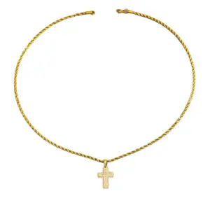 Gold plated high end cross necklace inlaid with zircon suitable for men holiday gift birthday gift ideal Christmas jewel unisex pendant perfect everyday wear fast and furious fashion idea