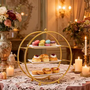 3-Elegant Dessert Tower for Wedding Birthday Party Dessert Table Afternoon Tea and Buffet Decoration Versatile and Easy to Use Decorative Element