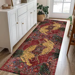 Tiger Pattern Non-slip Floor Mat, 1 Count Boho Style Soft Floor Carpet, Decorative Area Rug for Home Living Room Bedroom, Home Decor