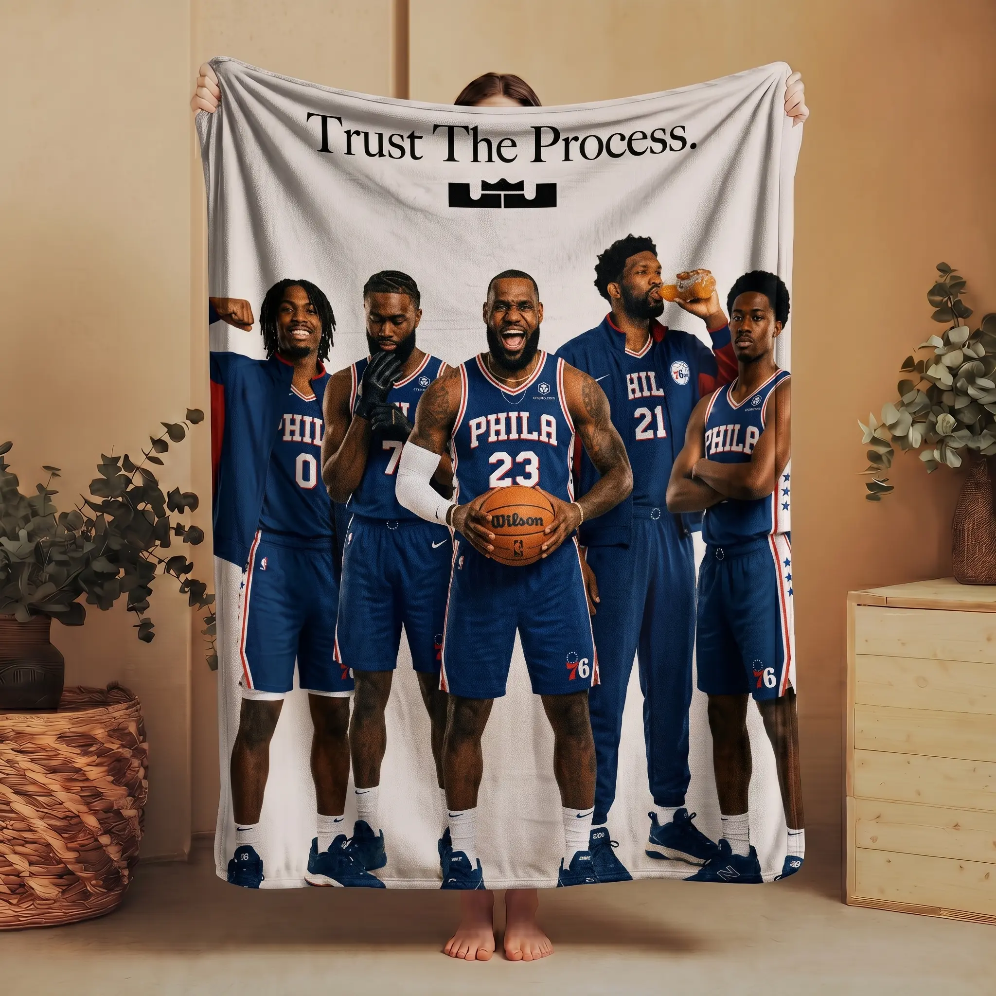 LeBron James Philly Blanket Trust The Process, Basketball Fan Gift