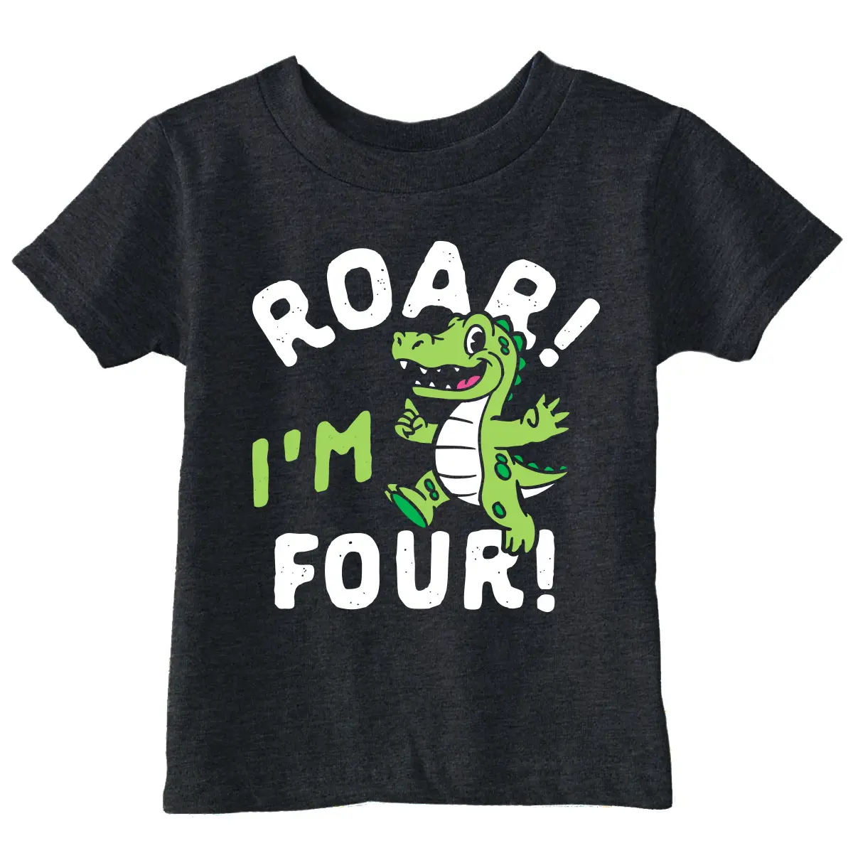 Toddler Funny T Shirts Roar Im Four Birthday Tee For Young Kids Funny Toddler Shirts Dinosaur Apparel for Toddler Funny Birthday Apparel Childrens Graphic Tees Black -