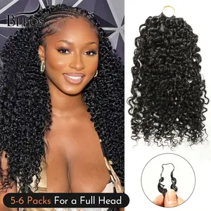 BEEOS Feather Crochet Human Hair Bundles for Miracle Knots Boho Braids Burmese Curly Real Human Hair Knotless Pre-Separated 20 Inch 5 Bundles Recommended Hair Extensions for Woman SummerVibes