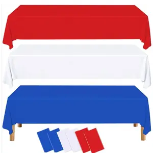 6/12 Pack Disposable Plastic Tablecloths,Red White Blue Rectangular Table Covers,54 x 108 Inch,Waterproof for 4th of July,Independence Day,Memorial Day,Veterans Day,Patriotic Party Decorations
