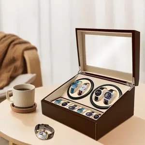 Automatic Watch Winder, Watch Winder Box,Watch Display Box,Watch Winder,4 Watch Winder for Women's and Men's Watches