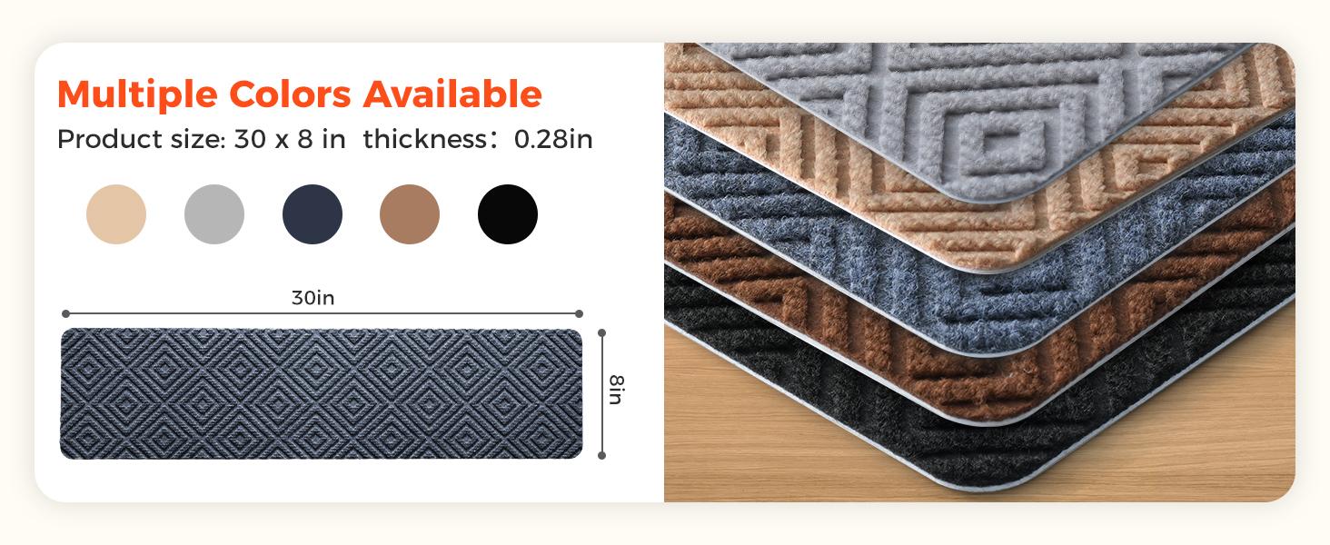 BAGAIL 15-Pack Polyester Geometric Print Peel-and-Stick Non-Slip Stair Treads, 8"x30" Retro Look Indoor Step Covers, Machine Washable No-Residue Adhesive Carpet Runners for Elderly, Indoor Steps,back to school,back to school haul