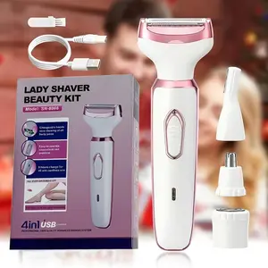 4-in-1 multi-functional electric hair removal device - specially designed for women. All-body water-washable household hair trimmer. Facial eyebrow shaping and lip/hair/follicle trimmer. Bikini line and private area hair removal knife. Underarm, leg, arm,