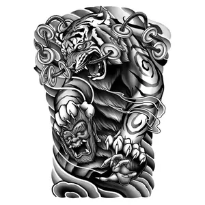 Tiger King Arm & Leg Wear-Resistant Herbal Juice Temporary Tattoo Sticker Magic Tattoo Waterproof Long-Lasting 7-15 Days Semi-Permanent Tattoo for Men & Women Japanese-Style Personalized Fake Tattoo
